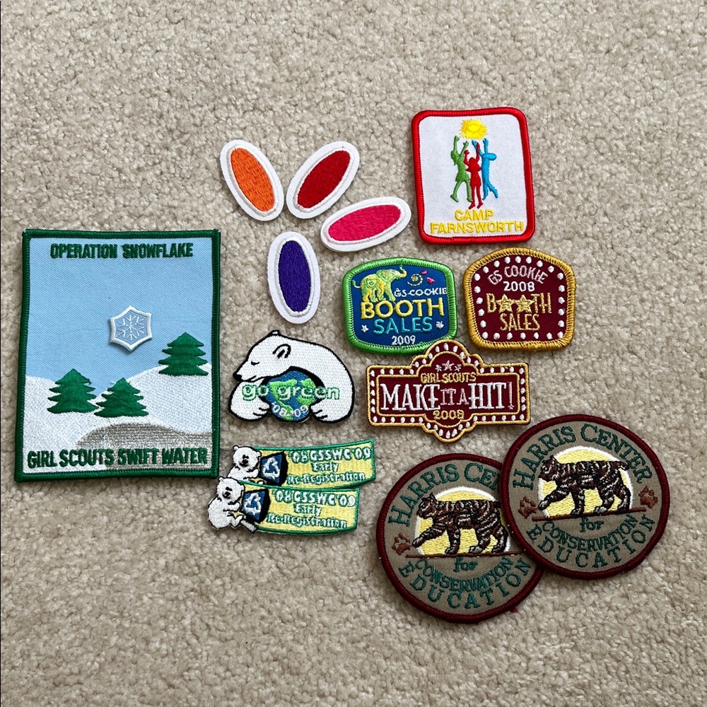 Girl Scout iron in patches.